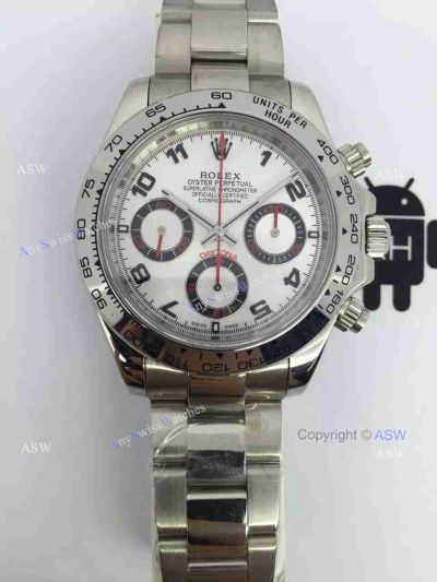 Swiss Grade 7750 Rolex Daytona Watch SS Silver Dial Arabic markers